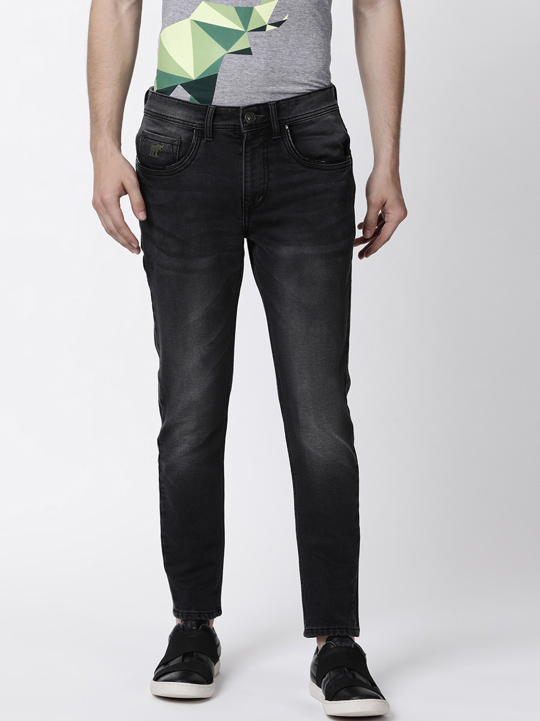 Buy RUG WOODS Men Black Regular Fit Mid Rise Clean Look Stretchable