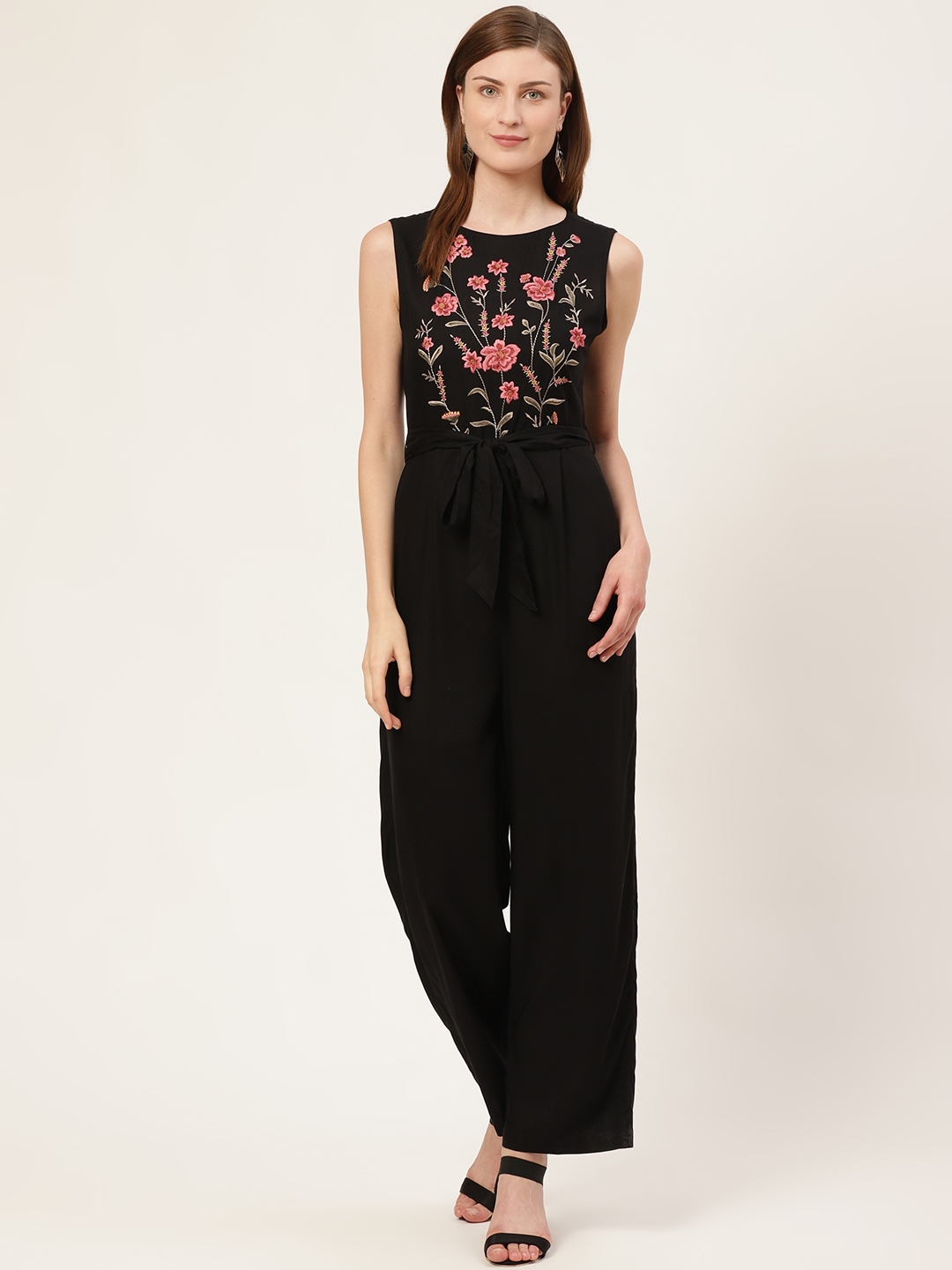 Buy COVER STORY Women Black Embroidered Basic Jumpsuit - Jumpsuit for ...