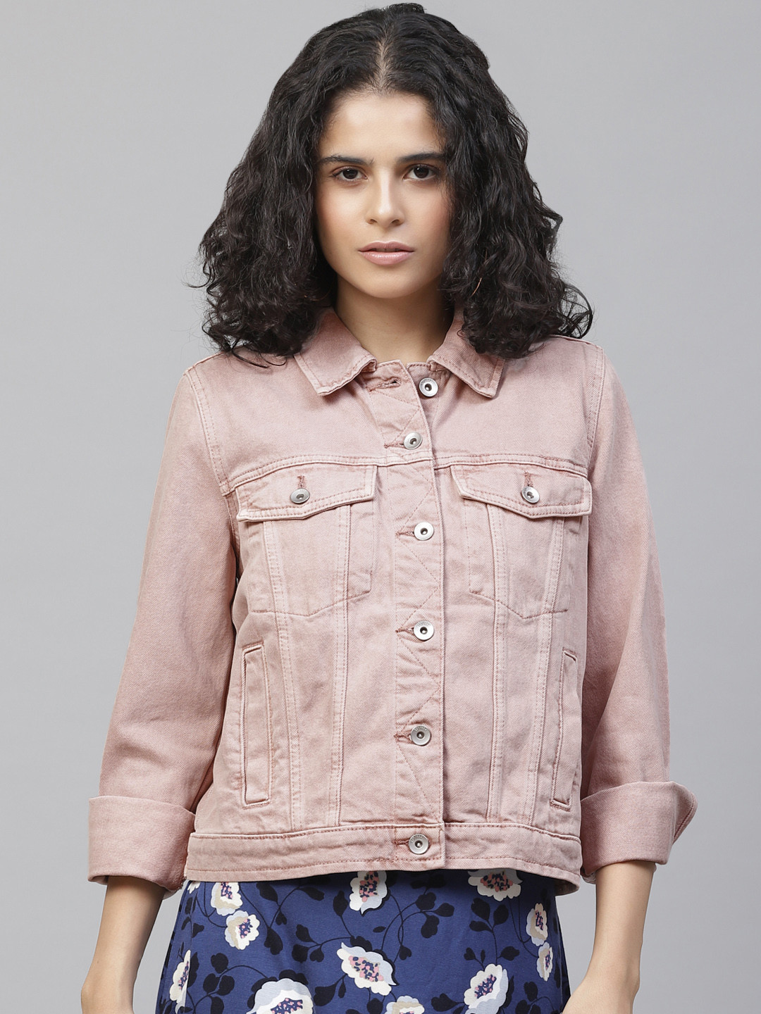 Buy Marks & Spencer Women Pink Solid Denim Jacket Jackets for Women