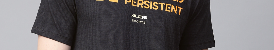 Buy Alcis Men Black & Yellow Printed Round Neck Running T Shirt ...