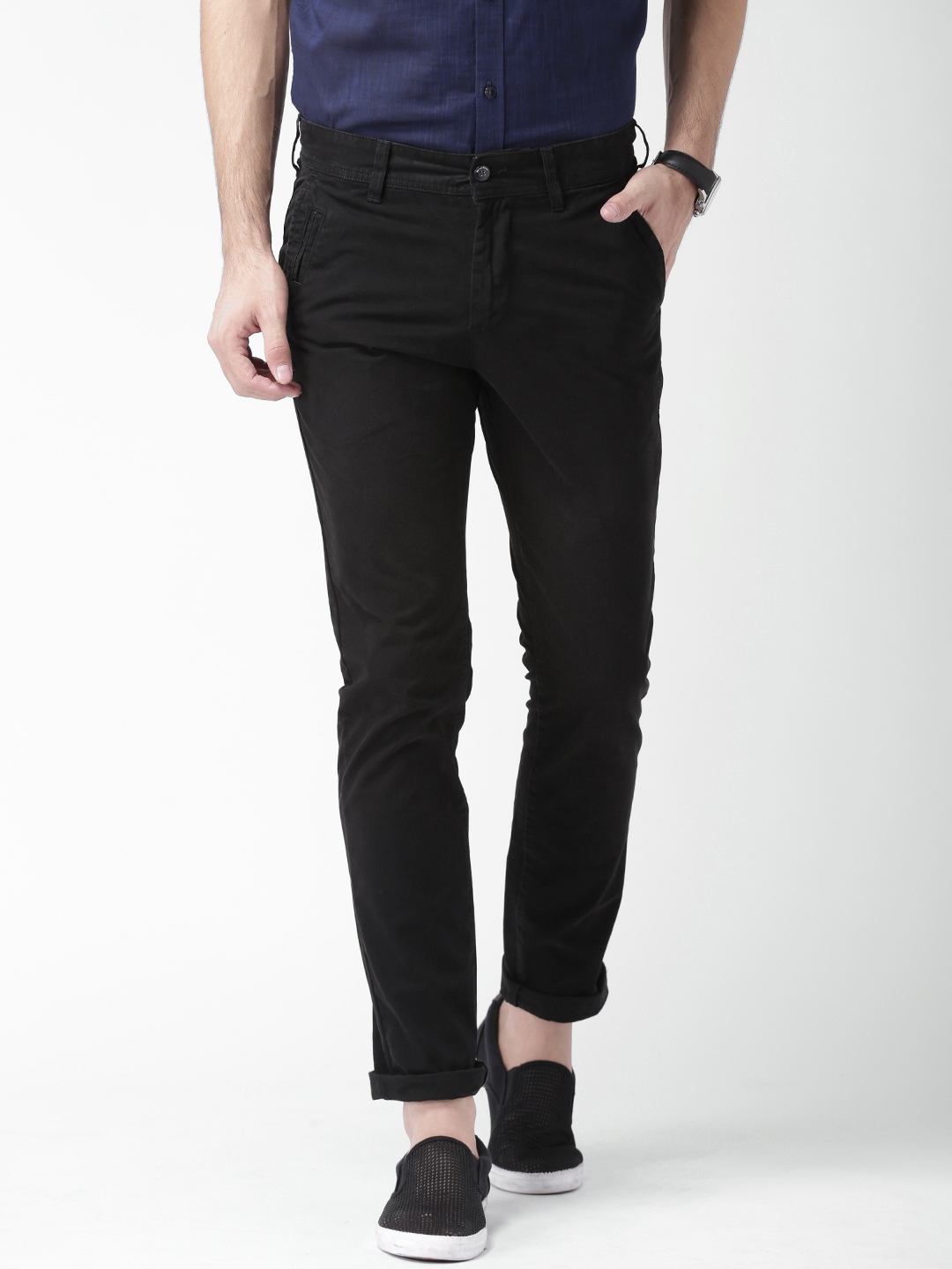 Buy Mast & Harbour Black Trousers - Trousers for Men 1191709 | Myntra