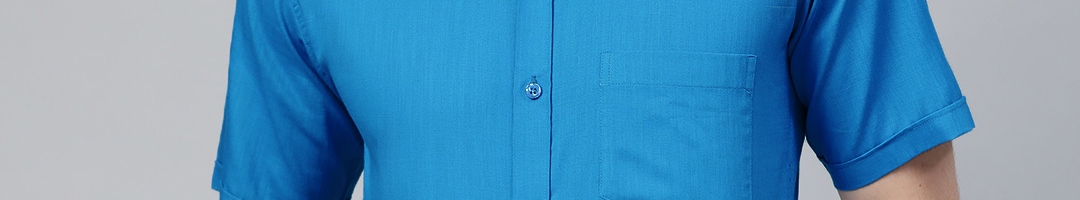 Buy MANQ Men Blue Semi Slim Fit Solid Formal Shirt - Shirts for Men ...