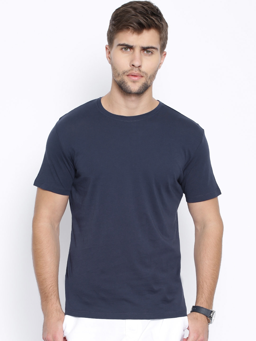 Buy H.E. By Mango Navy Pure Cotton T Shirt - Tshirts for Men 1192262 ...