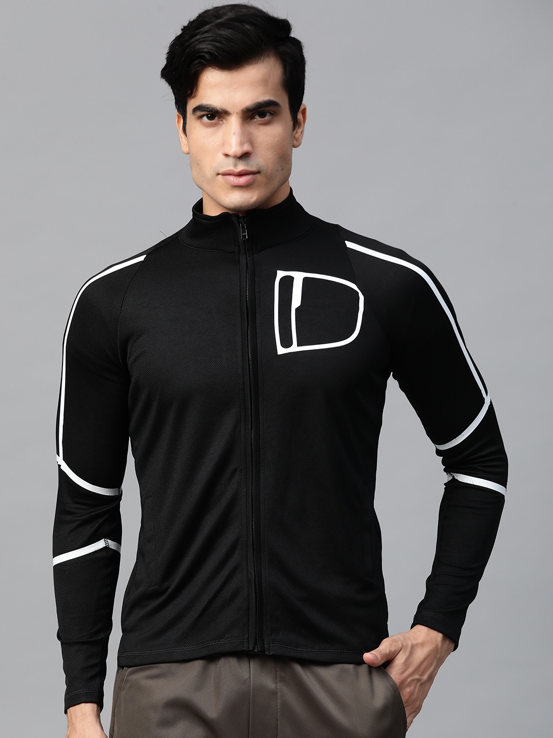 Buy Fitkin Men Black & White Printed Detail Training Jacket - Jackets ...