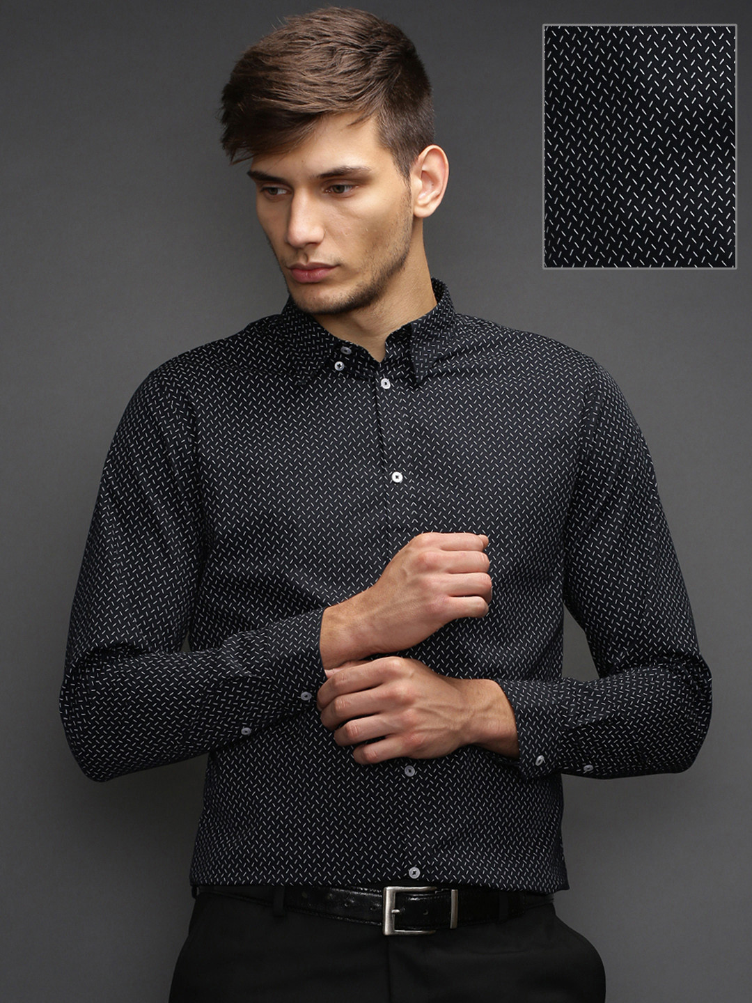 Buy SELECTED Black Printed Slim Fit Formal Shirt Shirts for Men