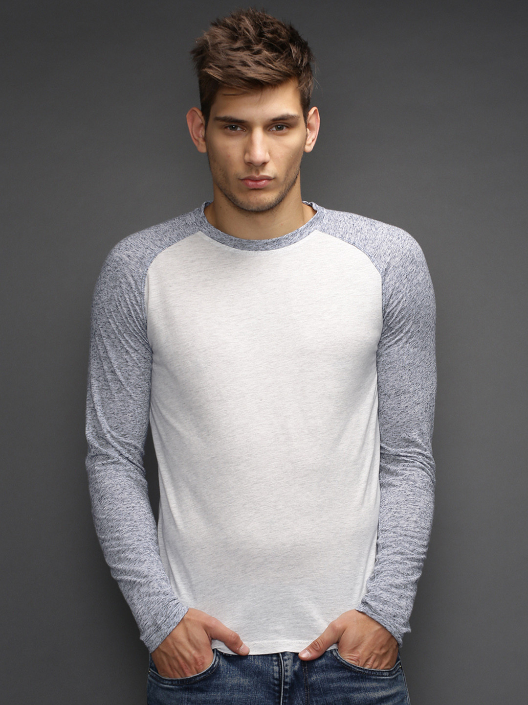 Download Buy SELECTED Grey Melange T Shirt - Tshirts for Men ...