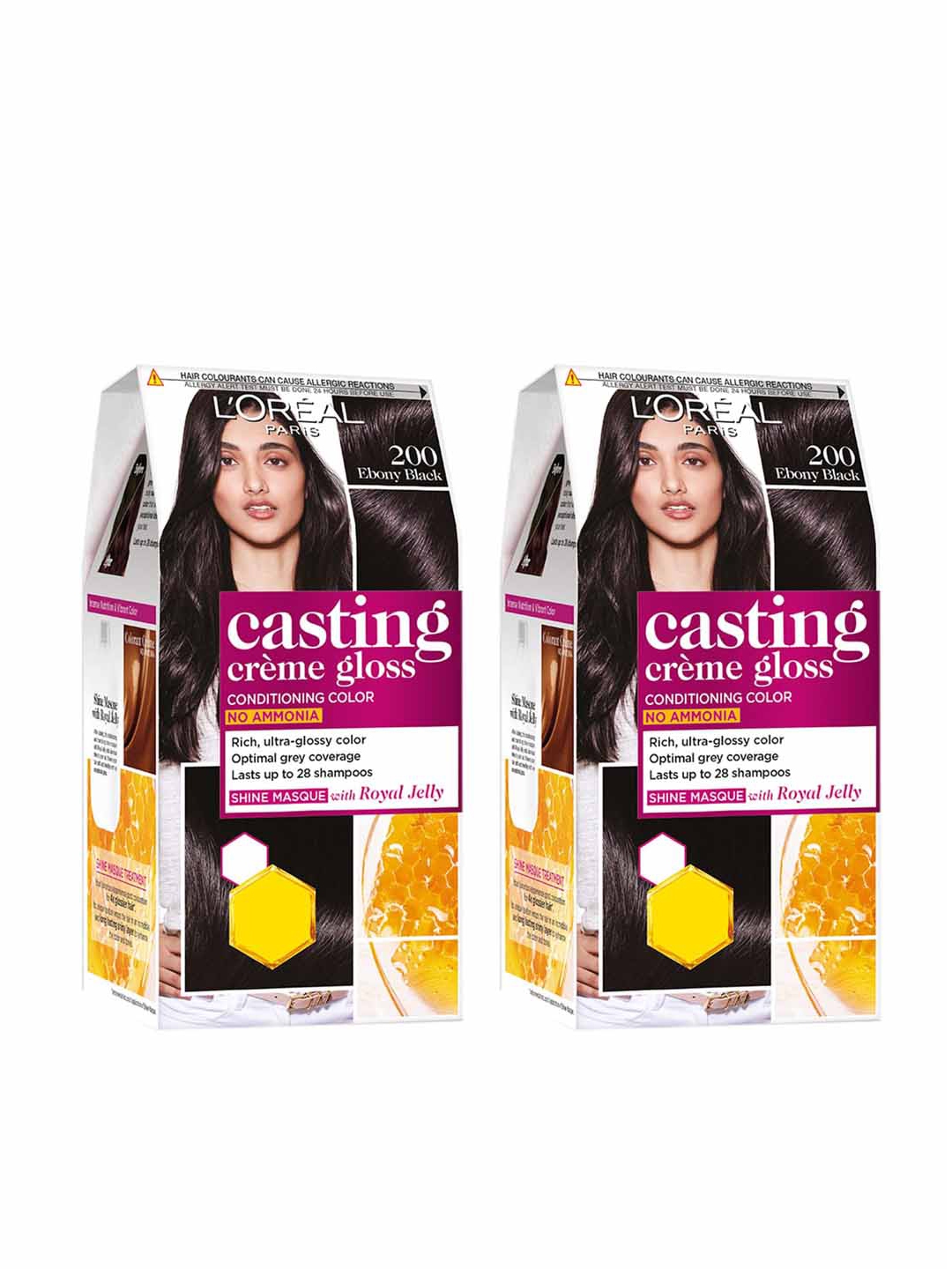 Buy L'Oreal Paris Set Of 2 Casting Creme Gloss Hair Color Ebony Black ...