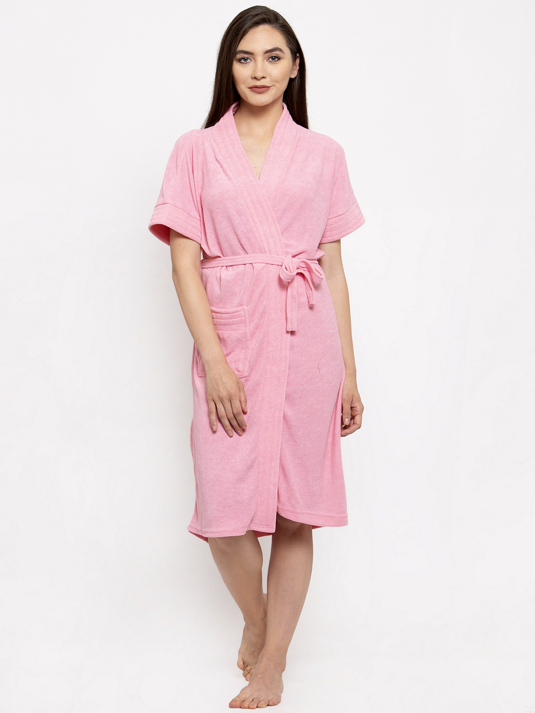 Buy ELEVANTO Women Pink Solid Bath Robe Bath Robe for Women 11938886