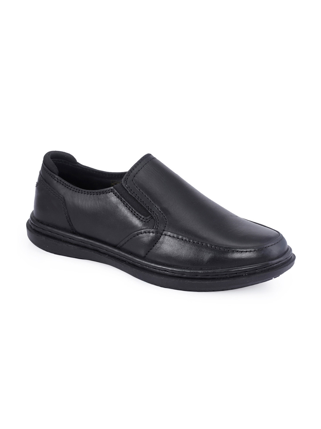 Buy Khadims Men Black Solid Leather British Walkers Formal Slip Ons