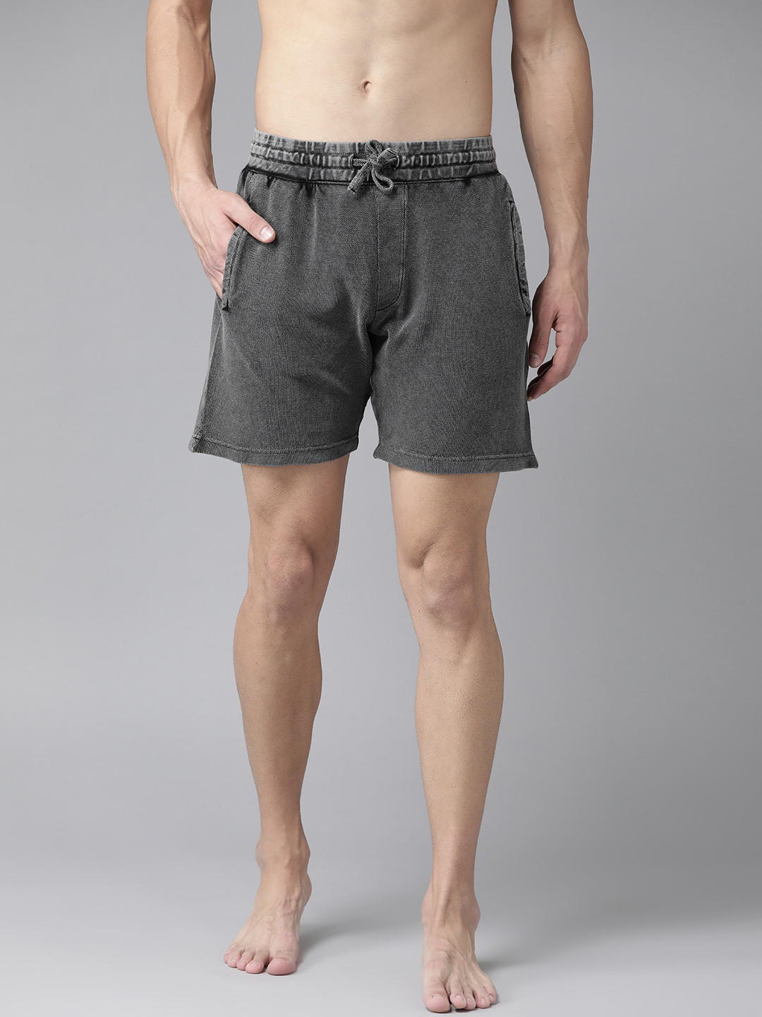 Buy Roadster Men Charcoal Grey Solid Lounge Shorts Lounge Shorts for
