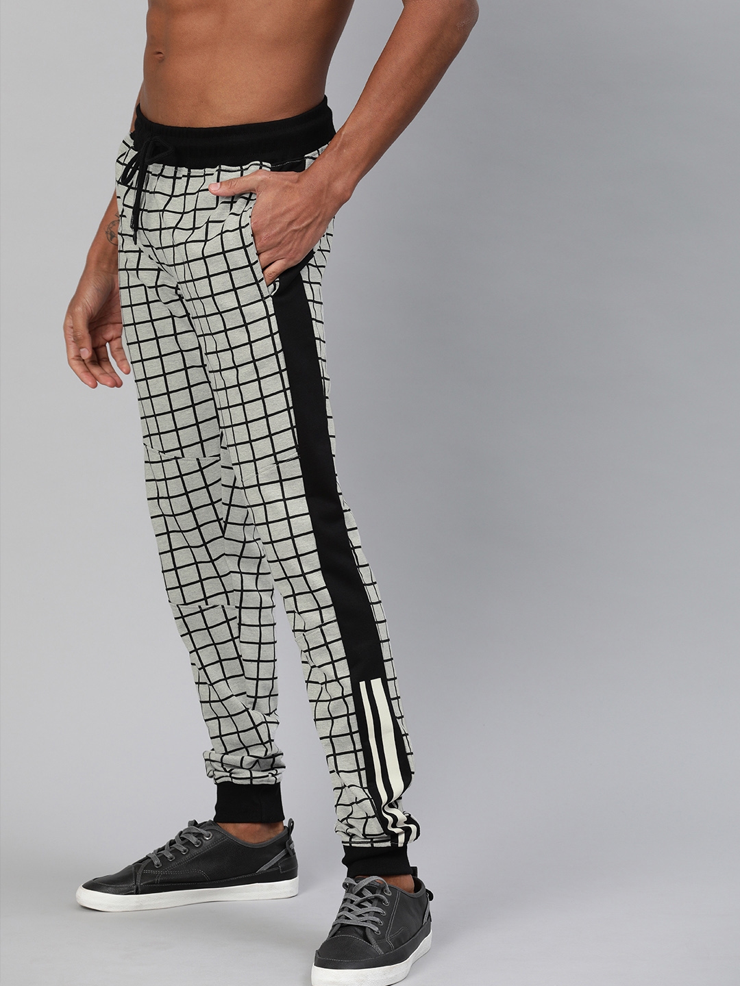 checked joggers mens