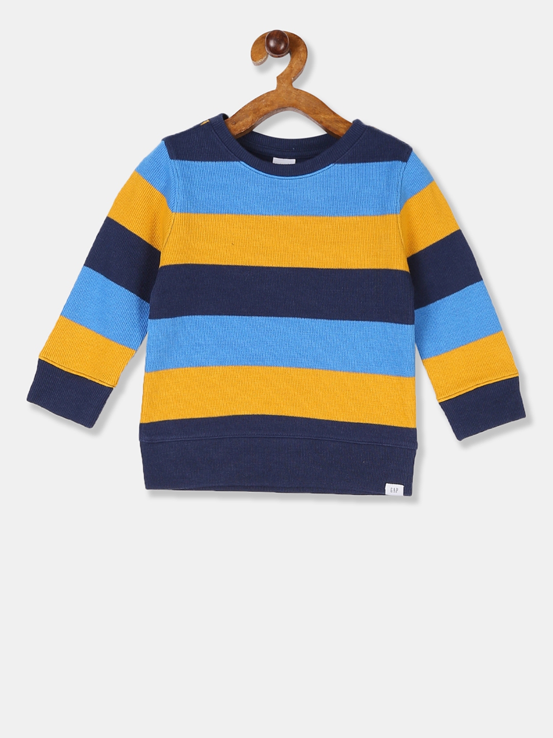 Buy GAP Boys Blue & Yellow Striped Pullover Sweatshirt - Sweatshirts ...