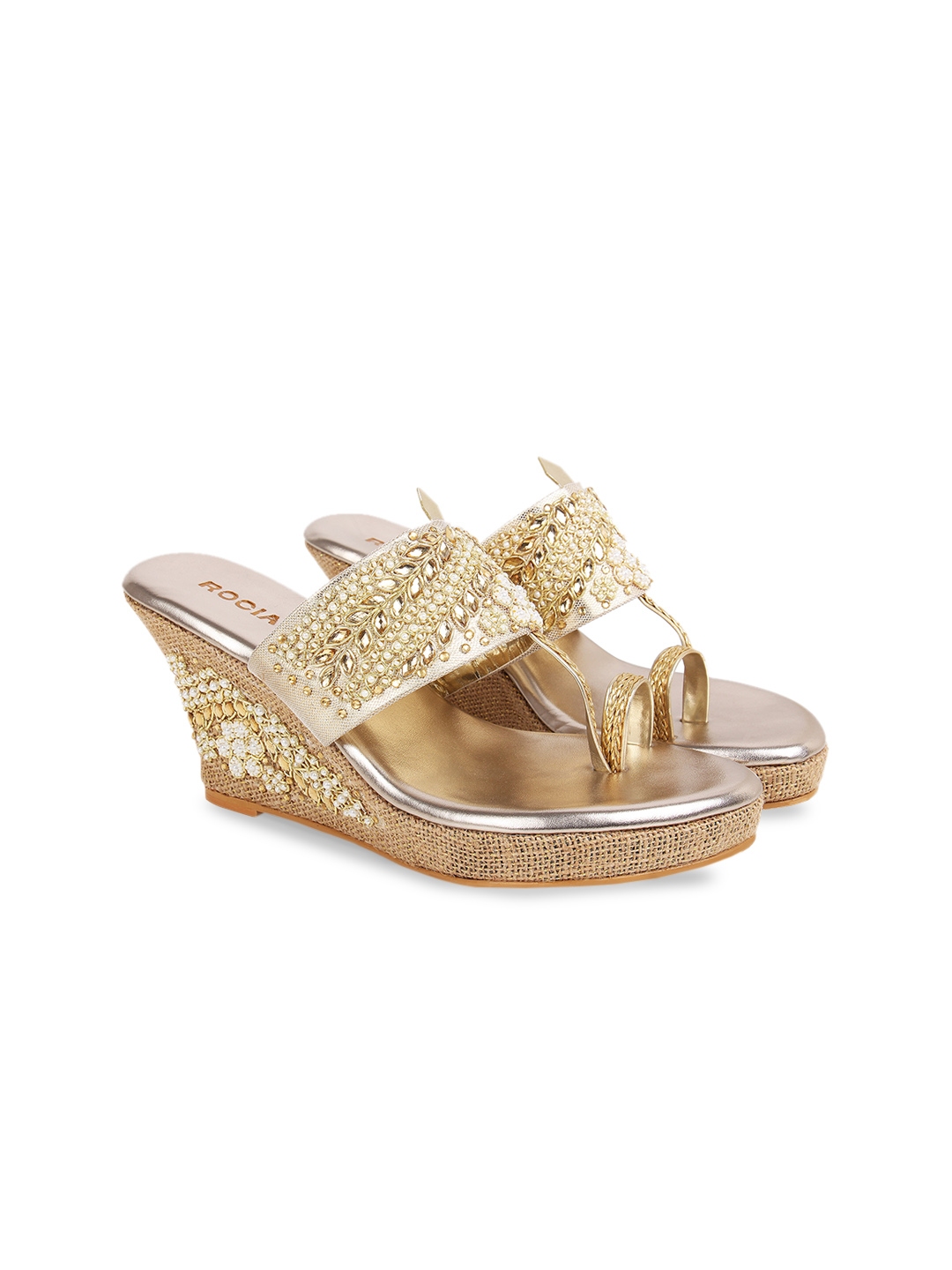 womens gold wedges