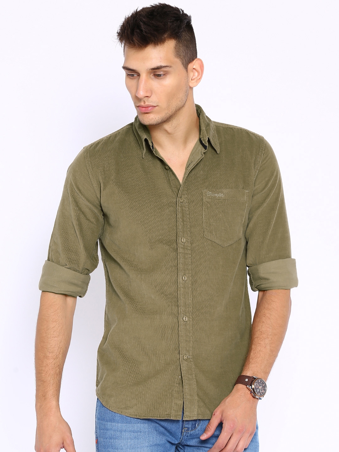 Buy Wrangler Brown Corduroy Casual Shirt - Shirts for Men 1195120 | Myntra