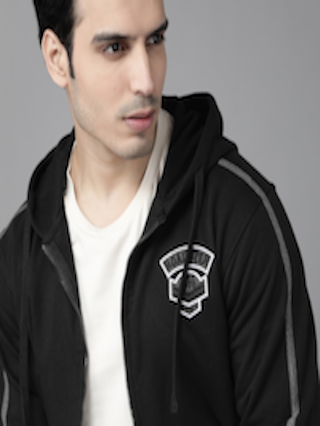 Buy Roadster Men Black Solid Hooded Sweatshirt - Sweatshirts for Men ...