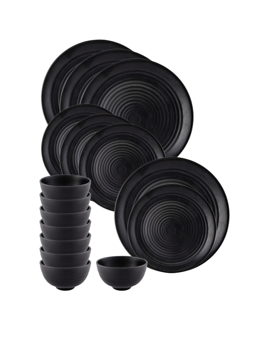 Buy GOODHOMES Black Solid Melamine 16 Piece Dinner Set Dinnerware for