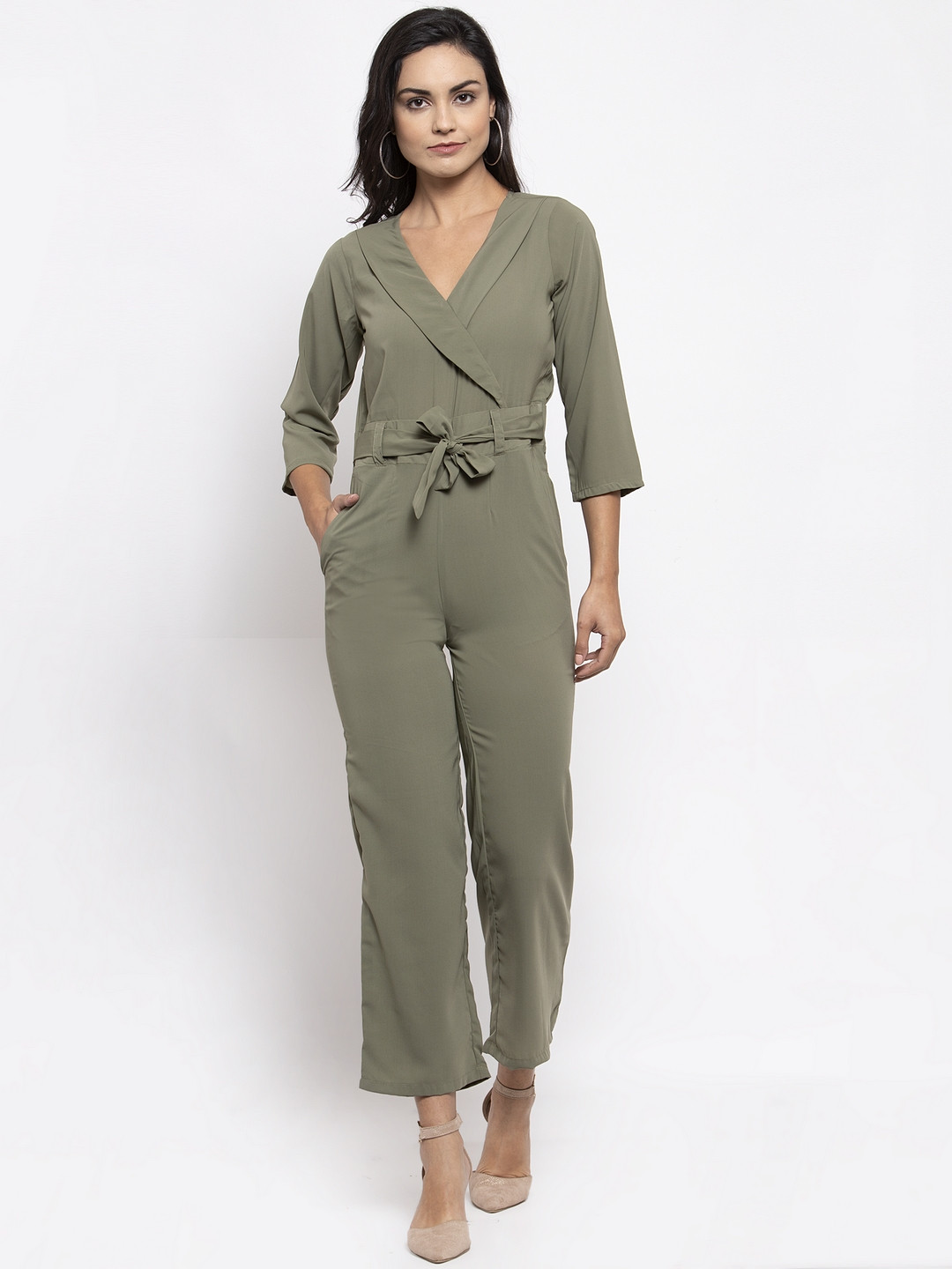 Buy Jompers Women Olive Green Solid Basic Jumpsuit Jumpsuit for Women
