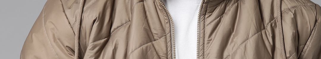 Buy Roadster Men Brown Solid Padded Jacket With Detachable Hood