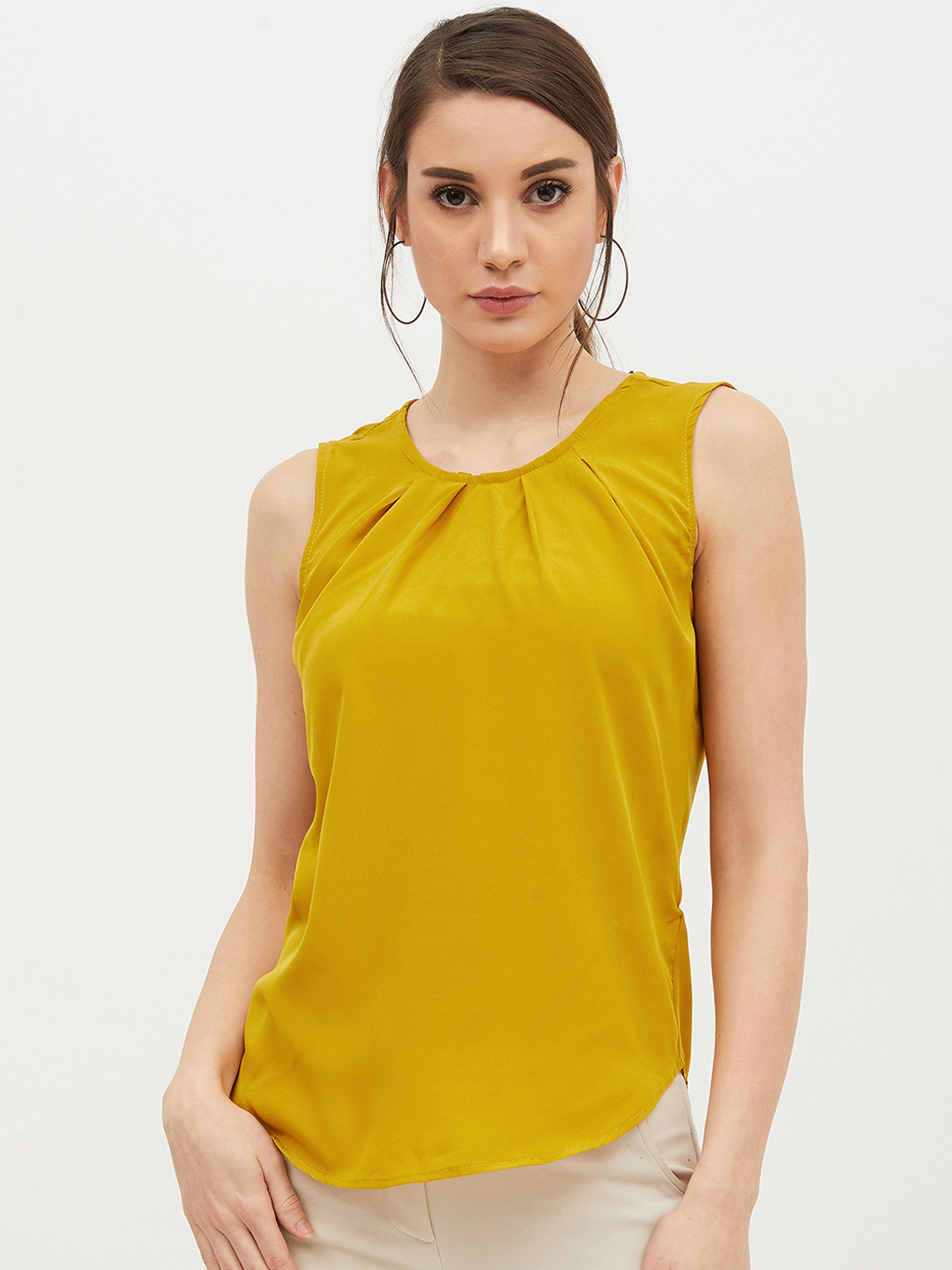 Buy Harpa Women Mustard Yellow Solid Top Tops for Women 11977546 Myntra