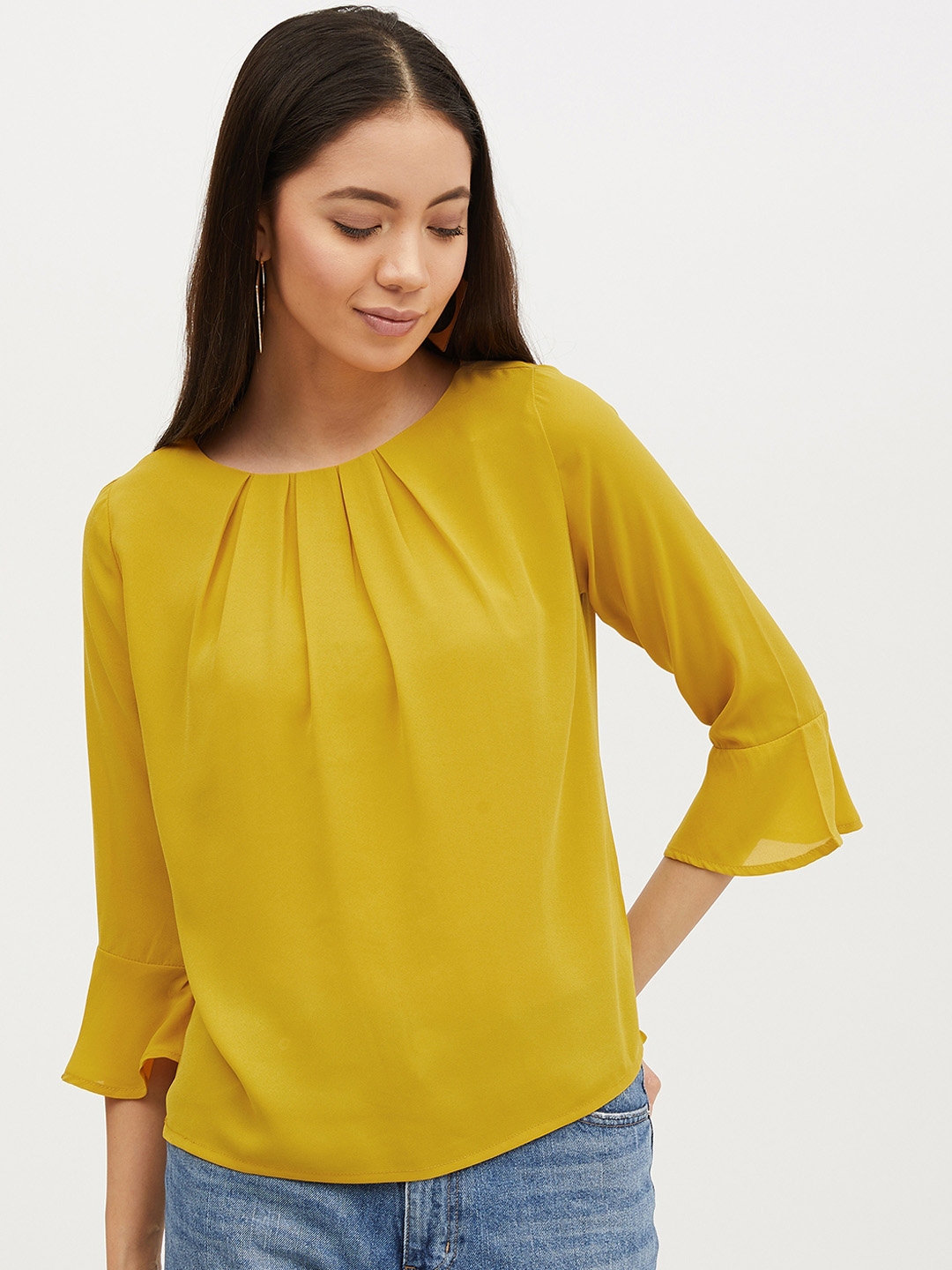 Buy Harpa Women Mustard Yellow Solid Top Tops For Women 11977572 Myntra   8810b925 9705 4660 841f 7c775d28e0061593371721780HarpaWomenMustardSolidTop1 