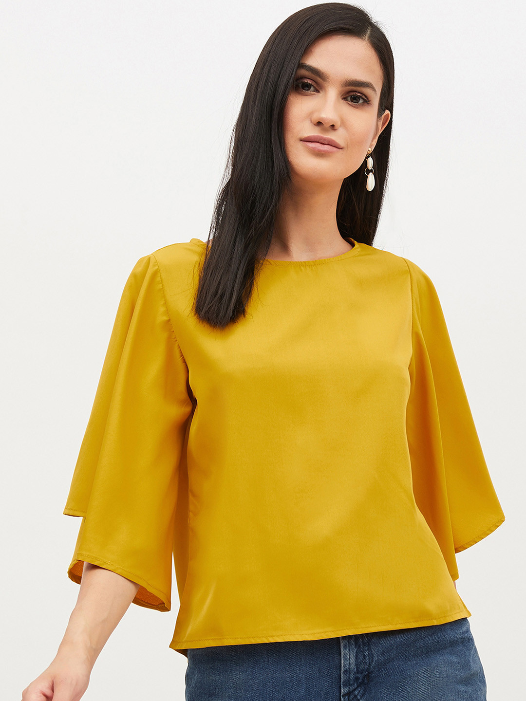 Buy Harpa Women Mustard Yellow Solid Top Tops for Women 11977646 Myntra