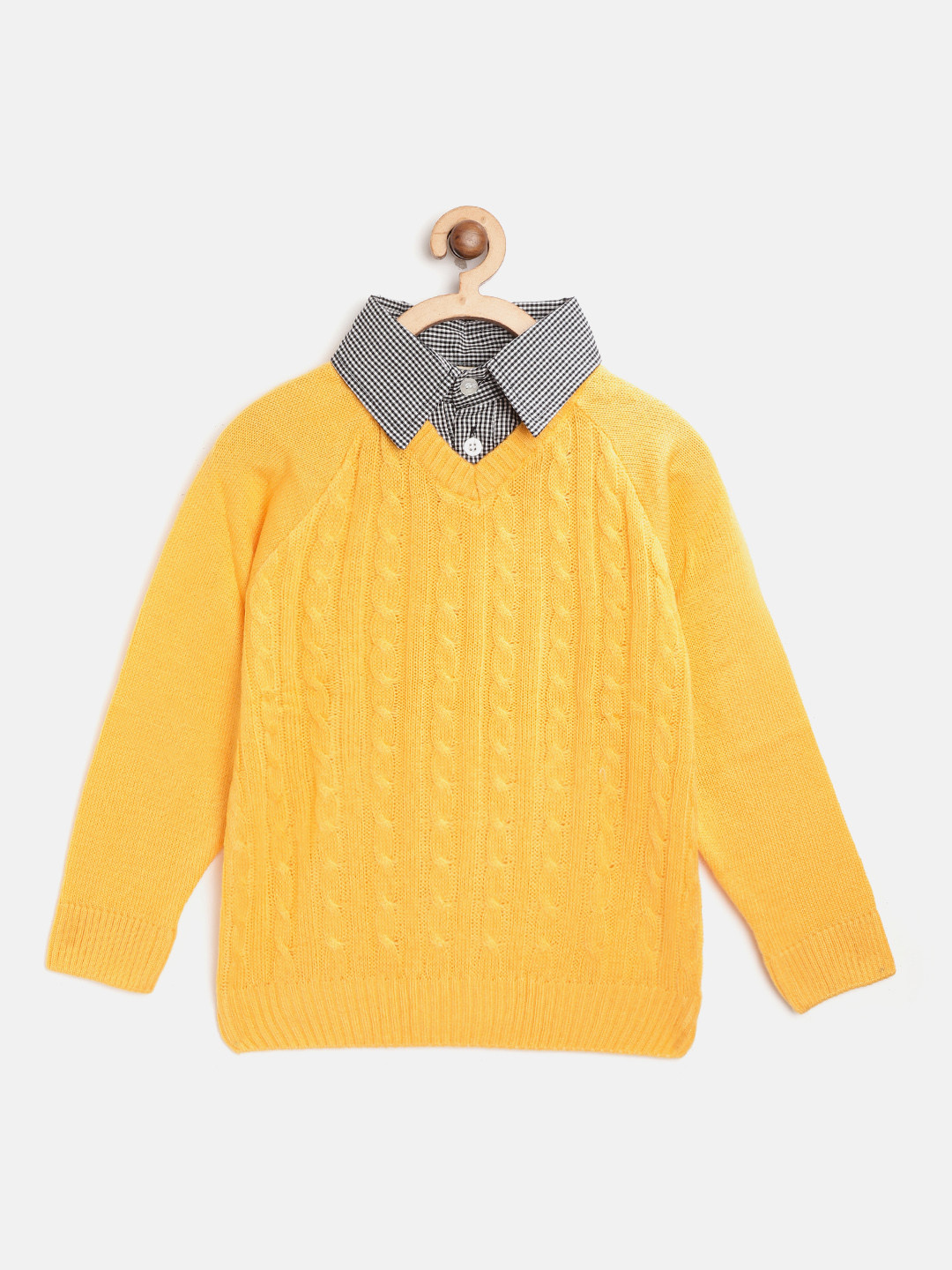 Buy YK Boys Mustard Yellow Cable Knit Sweater Sweaters for Boys