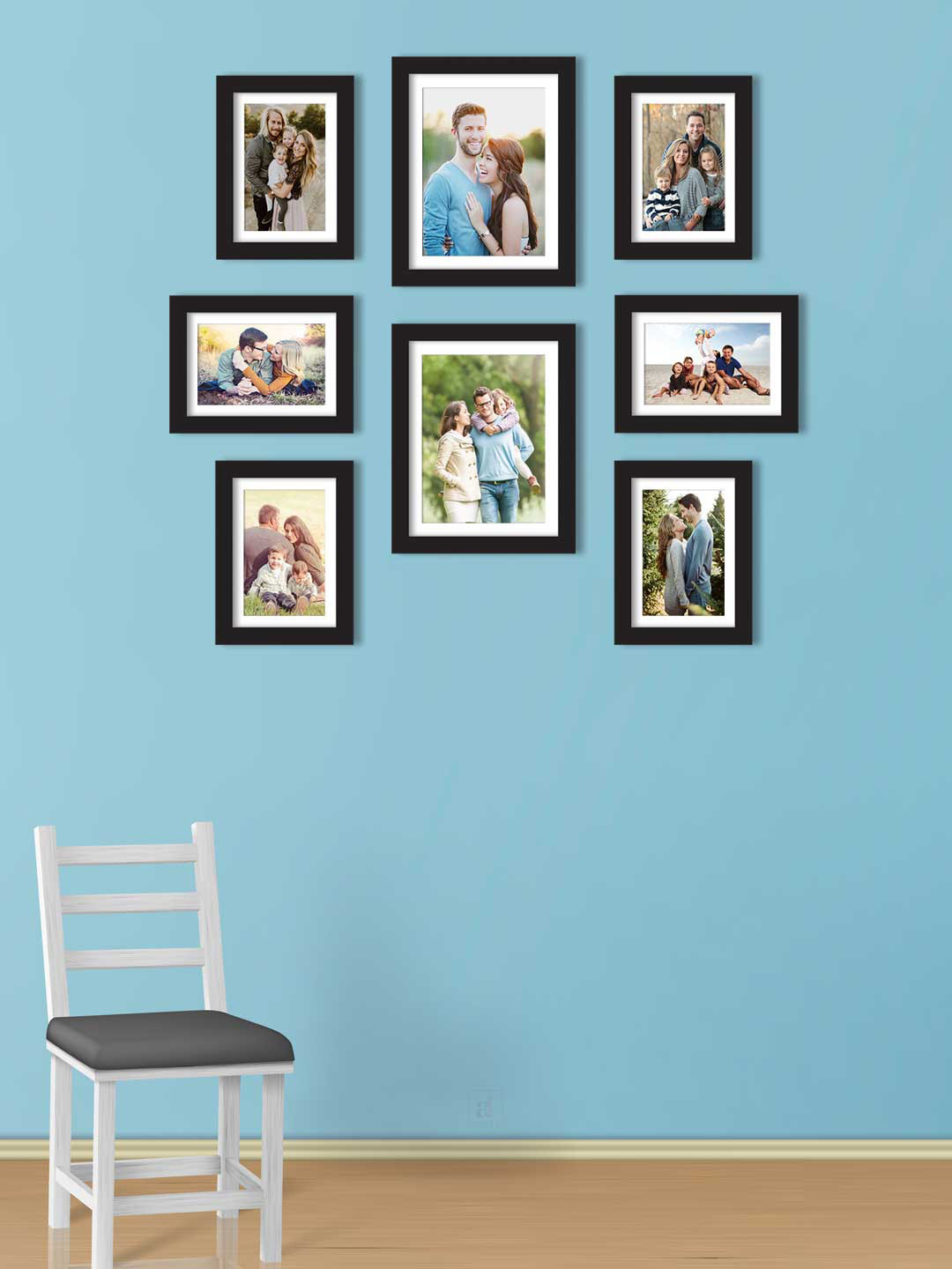 Buy Art Street Set Of 8 Black Solid Individual Wall Photo Frames