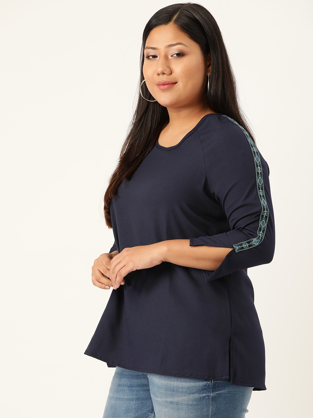 Buy Revolution Plus Size Women Navy Blue Solid Top Tops For Women 11985302 Myntra 6911