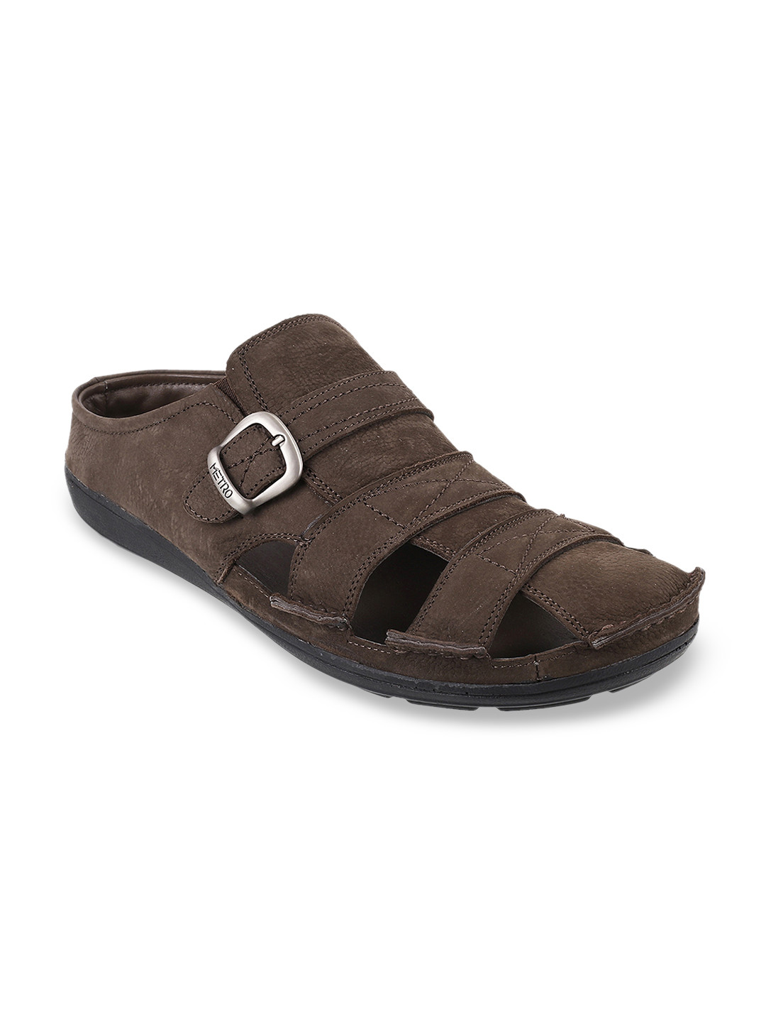 Buy Metro Men Brown Solid Leather Fisherman Sandals - Sandals for Men 11985966 | Myntra