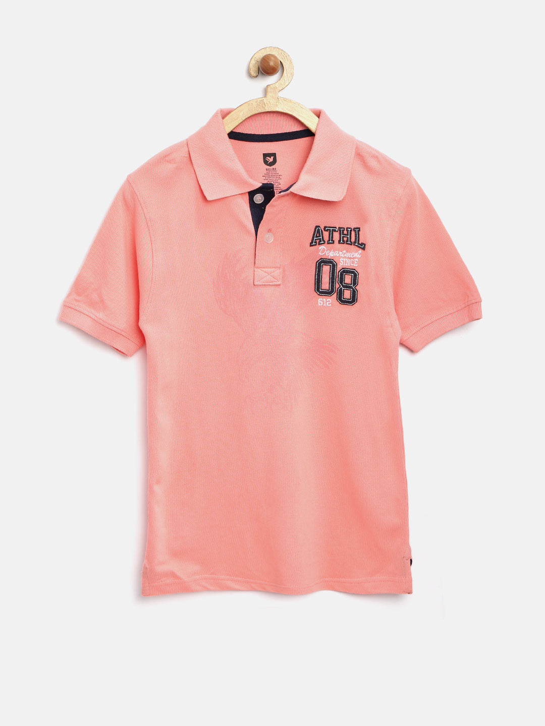Buy 612 League Boys Peach Coloured Polo Pure Cotton T Shirt - Tshirts for Boys 1199211 | Myntra