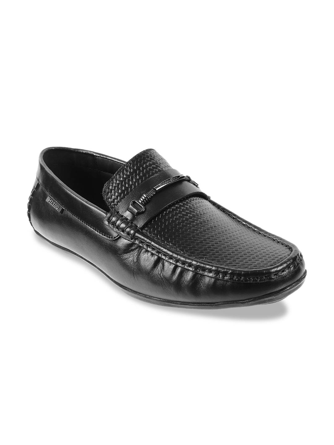 Buy Metro Men Black Textured Leather Formal Loafers Formal Shoes For Men 12000276 Myntra 4834