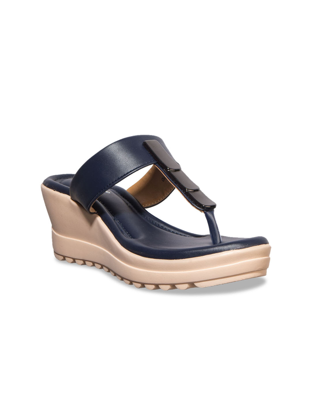 Buy Khadims Women Navy Blue Solid Wedges - Heels for Women 12006522 | Myntra