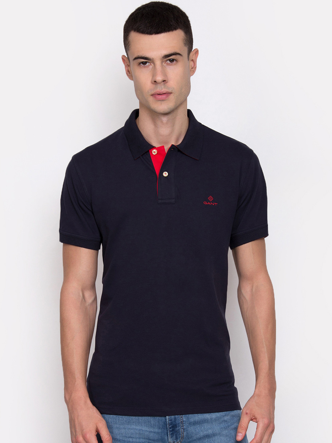 Gant Unisex Blue Solid Collared Short Sleeves Polo Tshirt