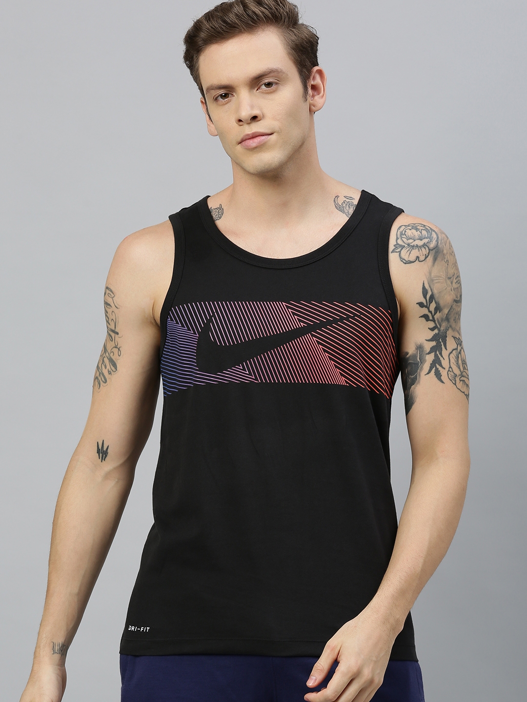 Buy Nike Men Black Printed AS DFC LV Dri Fit Round Neck Tank T Shirt - Tshirts for Men 12020698 ...