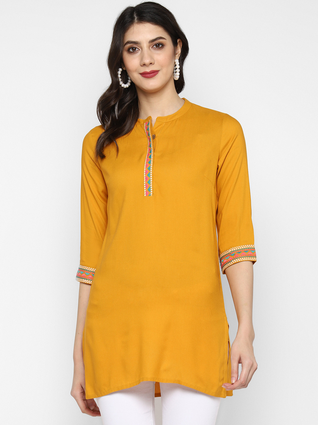 Buy Teal19 Mustard Yellow Solid Kurti Kurtis for Women 12020928 Myntra