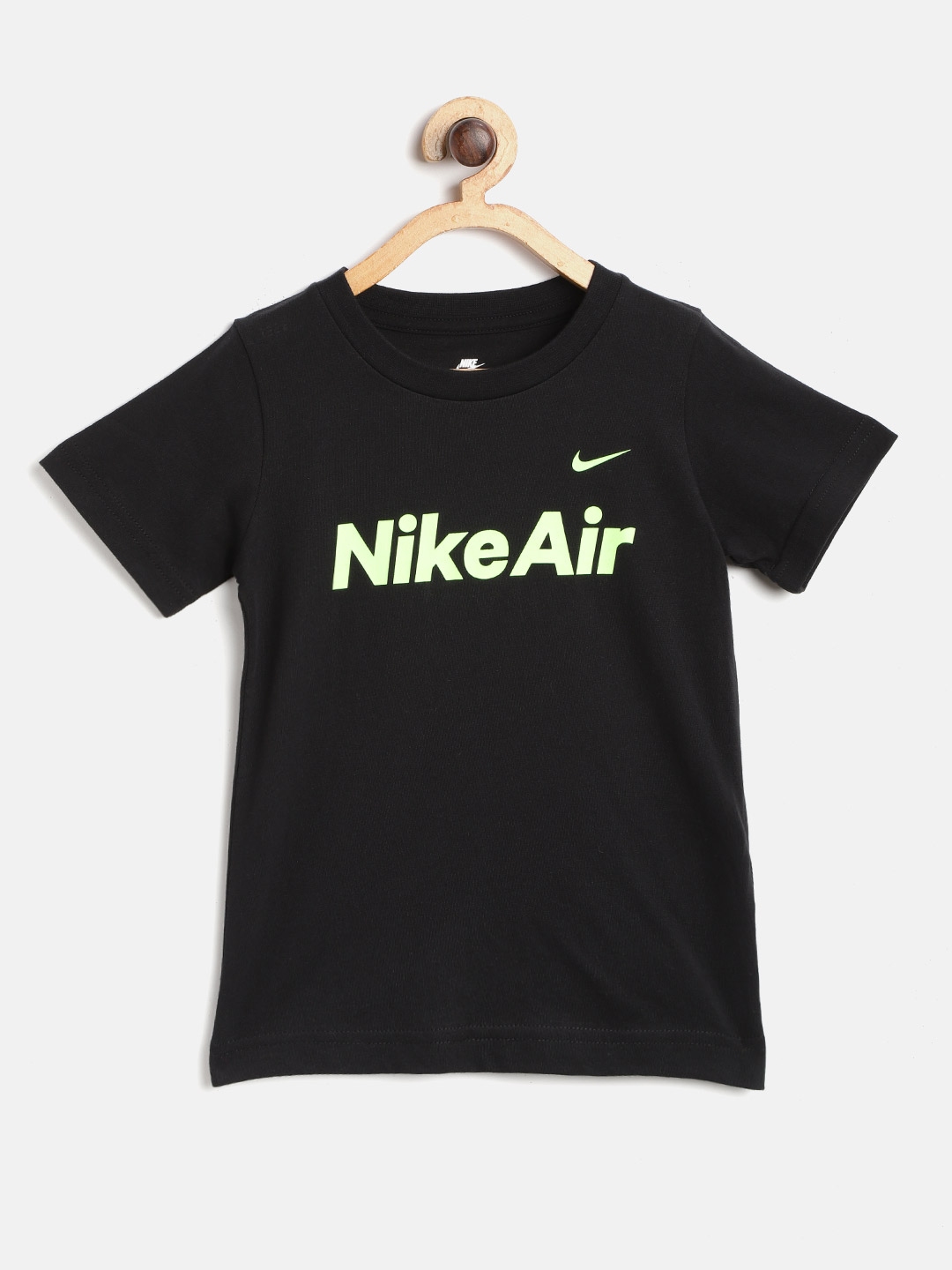 Buy Nike Boys Black & Fluorescent Green Air Printed Round Neck T Shirt ...