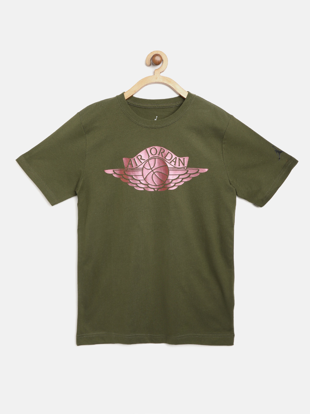 Buy Jordan Boys Olive Green Air Jordan Wings Logo Print Round Neck T