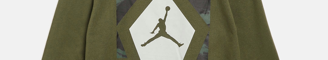 Buy Jordan Boys Olive Green Diamond Jumpman 2 Brand Logo Print Round ...