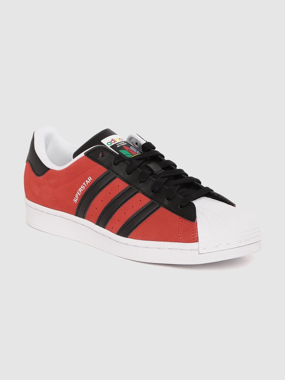 Buy ADIDAS Originals Men Red & Black Colourblocked Leather Superstar Sneakers - Casual Shoes for 