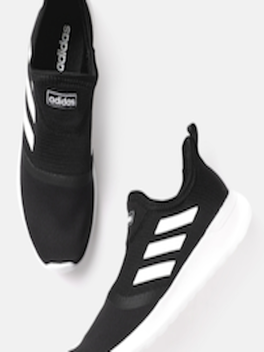 Buy ADIDAS Men Black & White Woven Design Lite Racer Slip On Sneakers ...