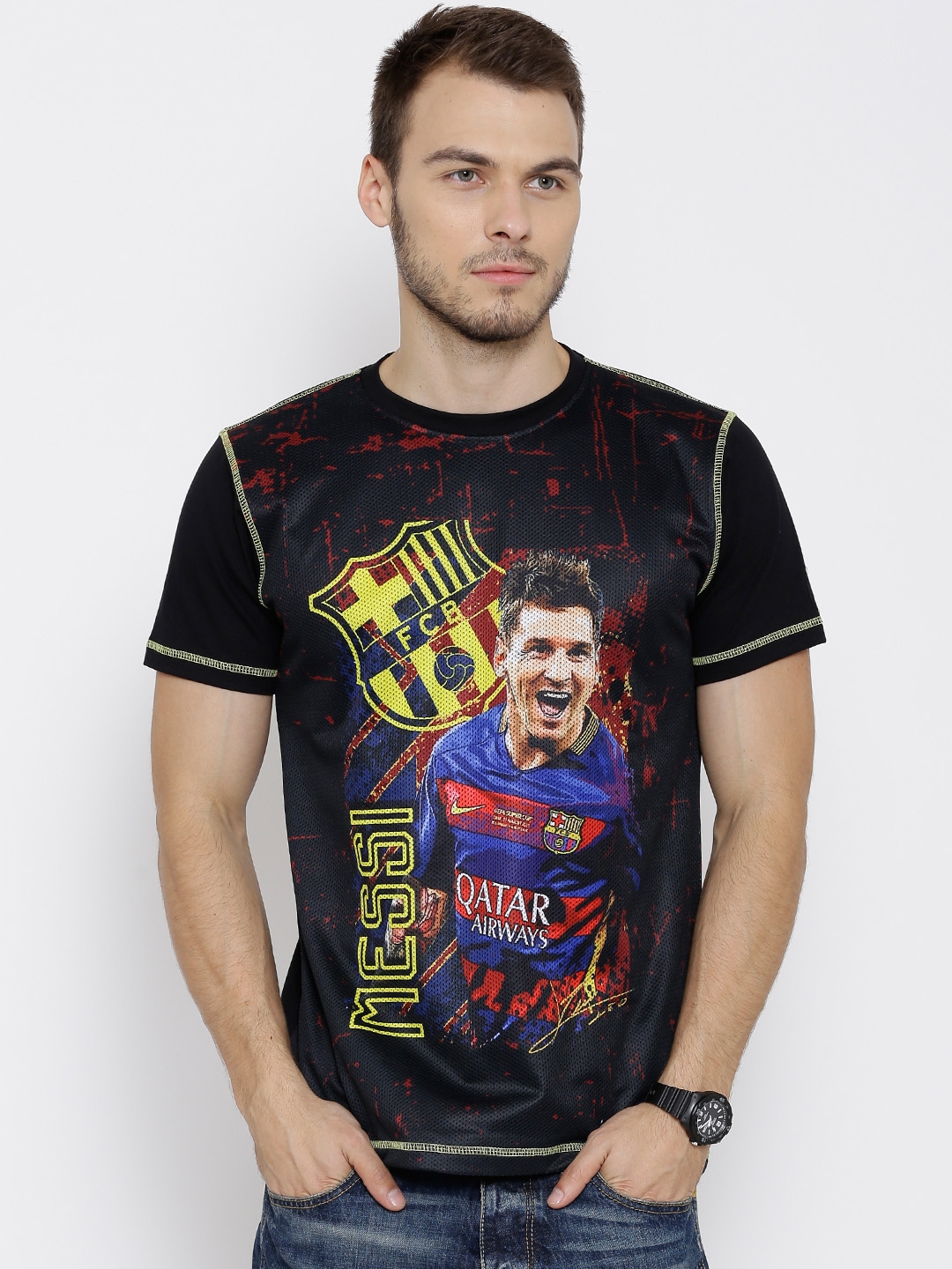 Buy FC Barcelona Black Lionel Messi Print Jersey Tshirts for Men 1203930 Myntra