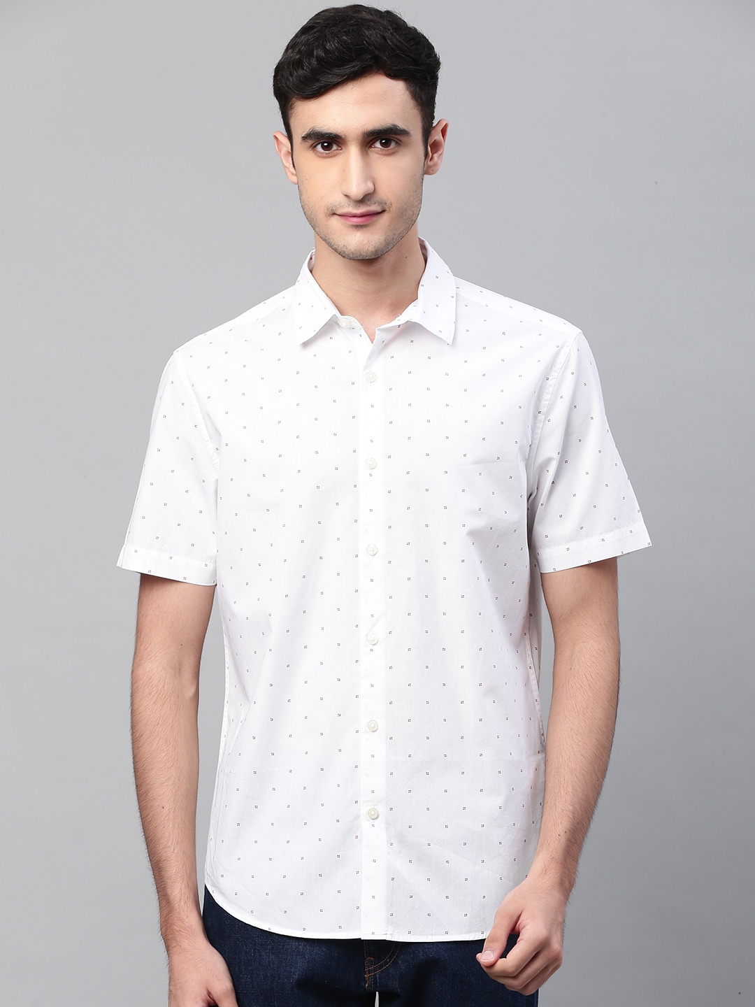 Buy Marks & Spencer Men White Regular Fit Printed Casual Shirt - Shirts ...