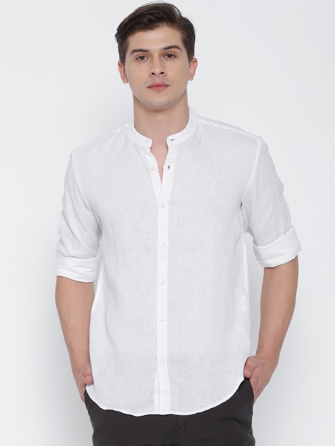 Buy Indian Terrain White Linen Slim Casual Shirt - Shirts for Men ...