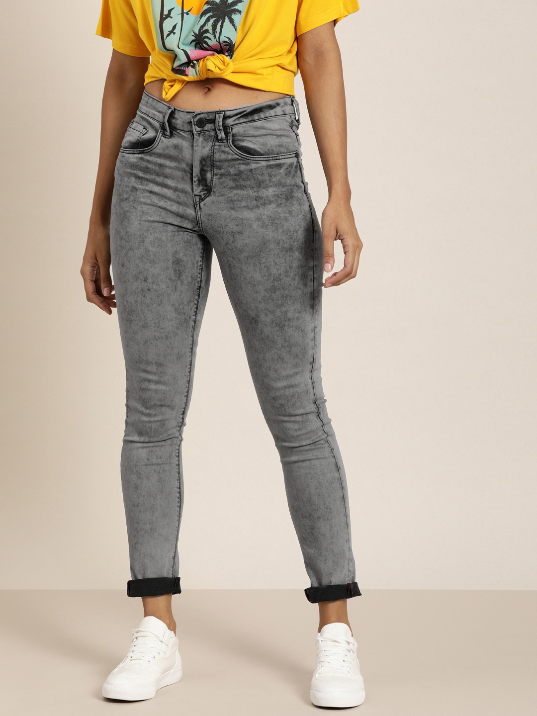 high rise skinny fit jeans