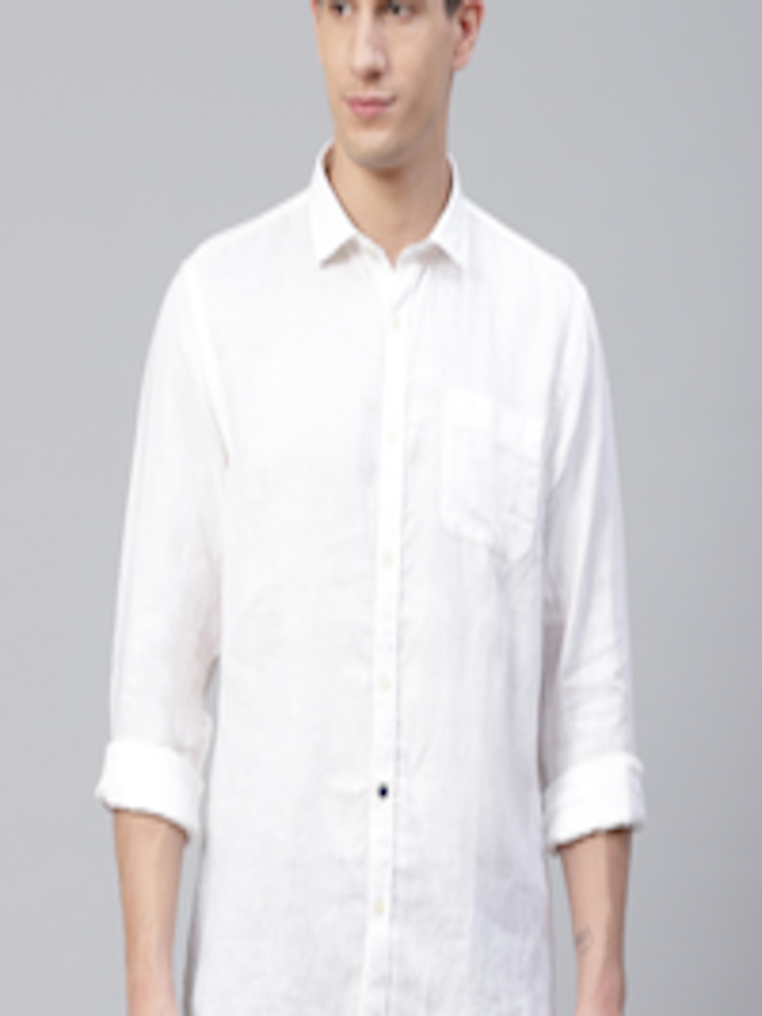 Buy Blackberrys Men White Slim Fit Linen Solid Casual Shirt - Shirts ...