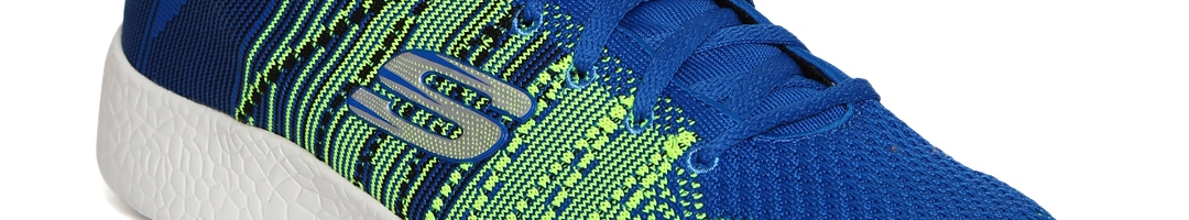 Buy Skechers Men Blue & Fluorescent Green Burst Running Shoes - Sports ...