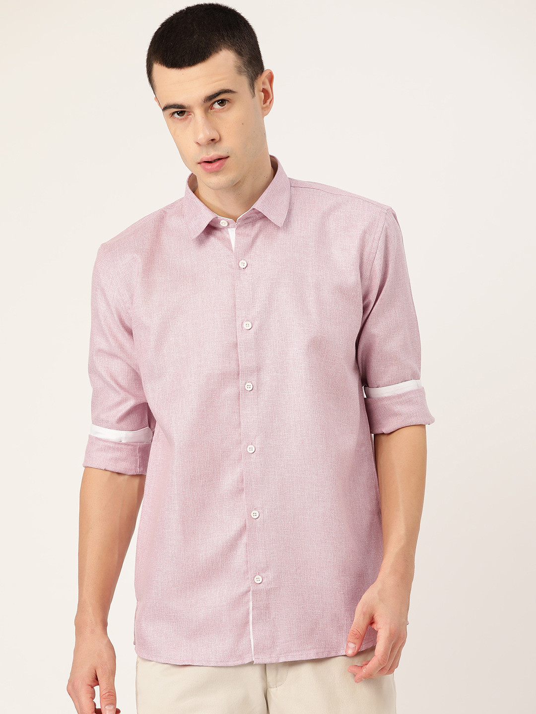 Buy SOJANYA Men Lavender Classic Regular Fit Solid Casual Shirt