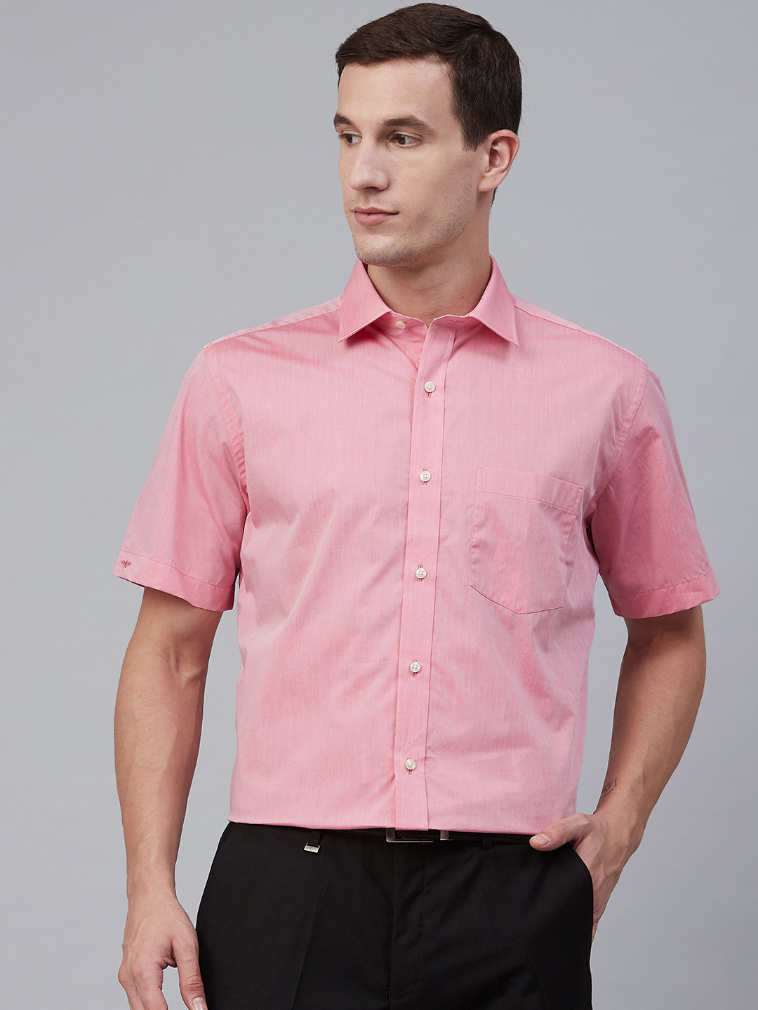 Buy Park Avenue Men Pink Regular Fit Solid Formal Shirt Shirts for