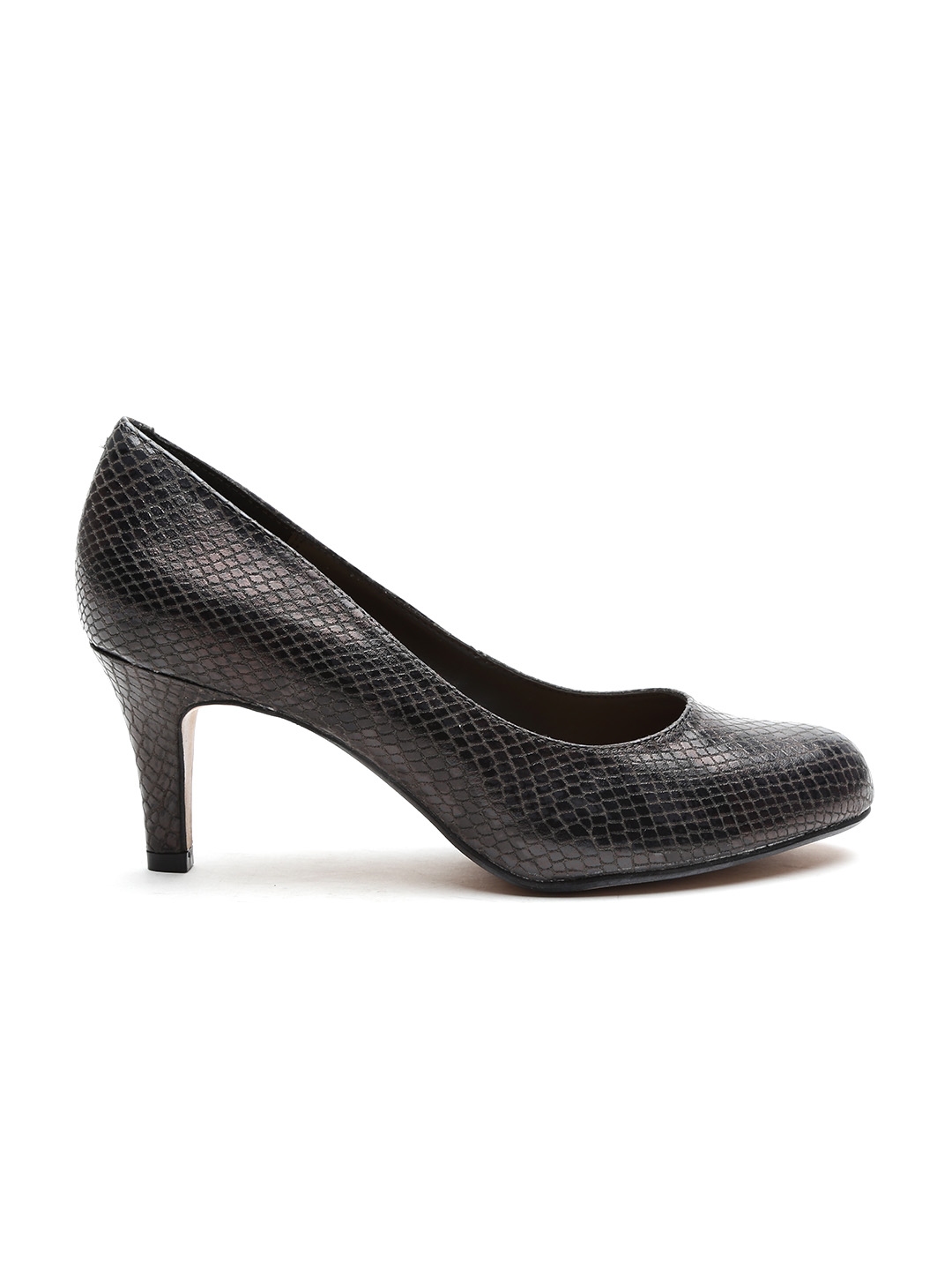 Buy Clarks Women Charcoal Grey Snakeskin Textured Pumps - Heels for ...