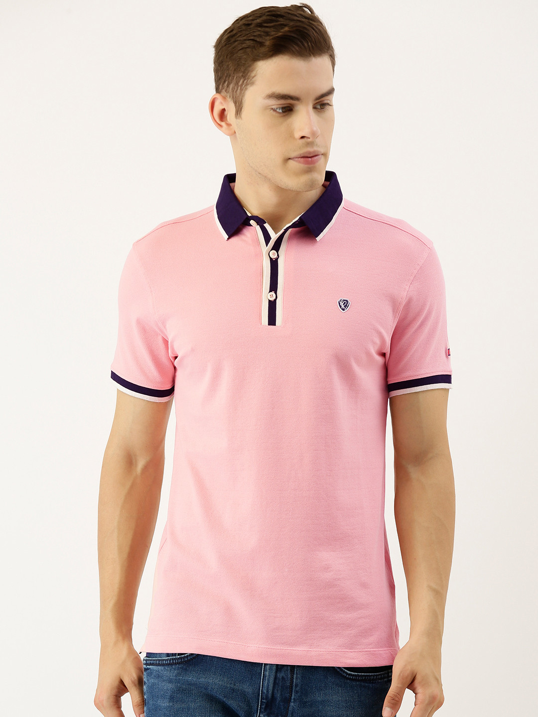 Pink Regular Fit Men's Polo T-shirt by Being Human Clothing